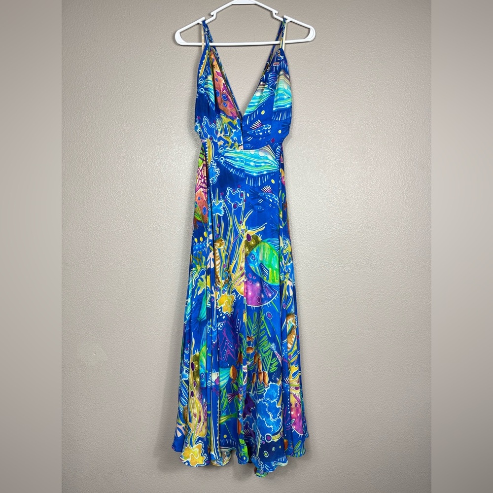 Farm Rio Blue Sea Life Sleeveless Maxi Dress EUC H - Picture 2 of 13